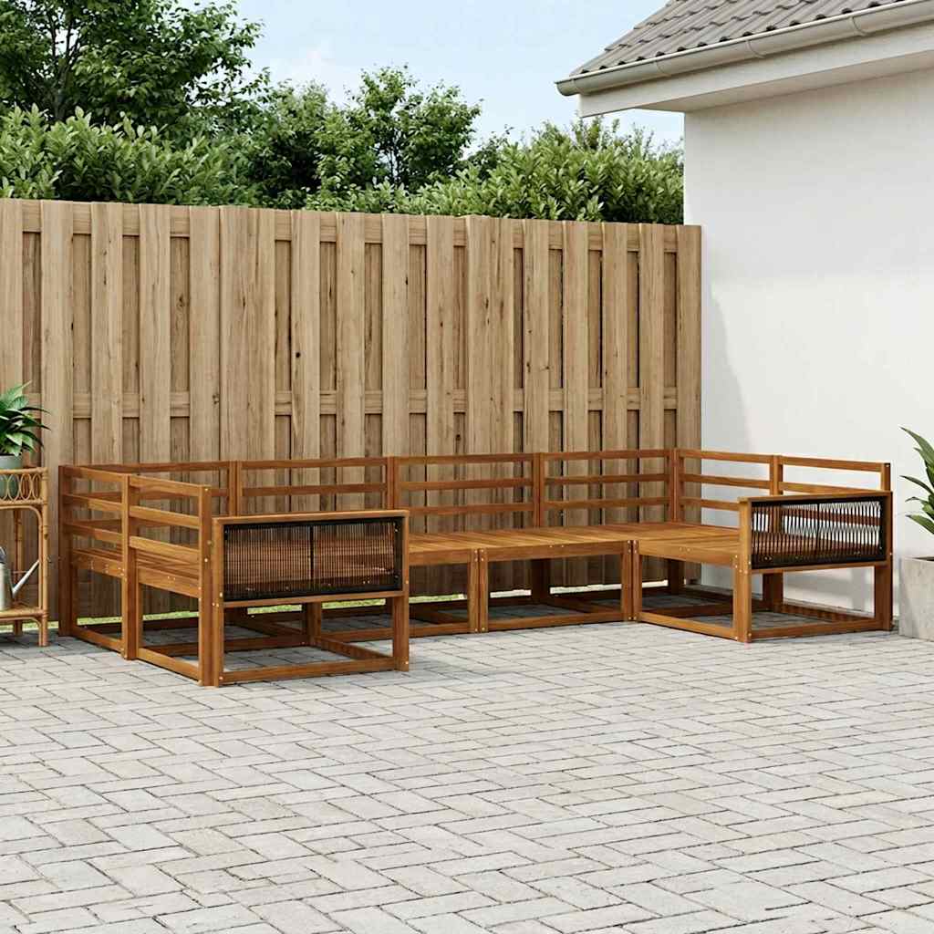 Utendørs sofa-sett 6 pcs Naturlig Solid akasietre