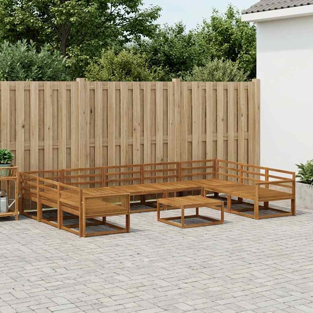 Utendørs sofa-sett 10 pcs Naturlig Solid akasietre