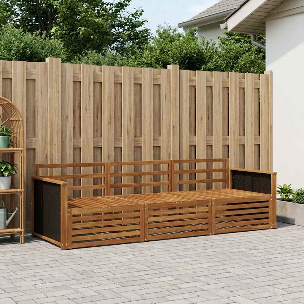 Utendørs sofa-sett 3 pcs Naturlig Solid akasietre