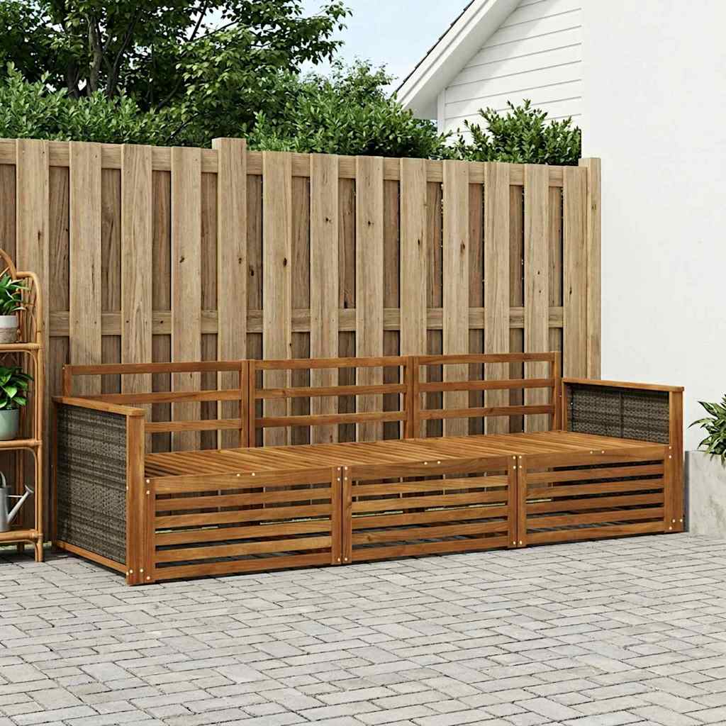 Utendørs sofa-sett 3 pcs Naturlig Solid akasietre