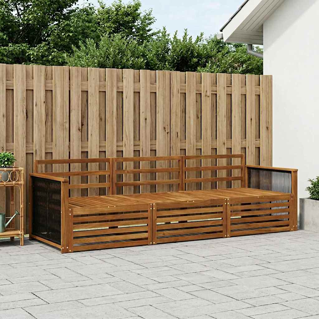 Utendørs sofa-sett 3 pcs Naturlig Solid akasietre