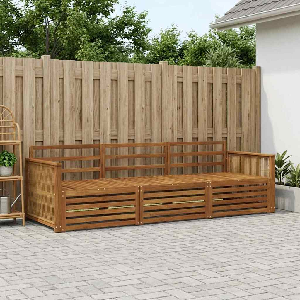 Utendørs sofa-sett 3 pcs Naturlig Solid akasietre