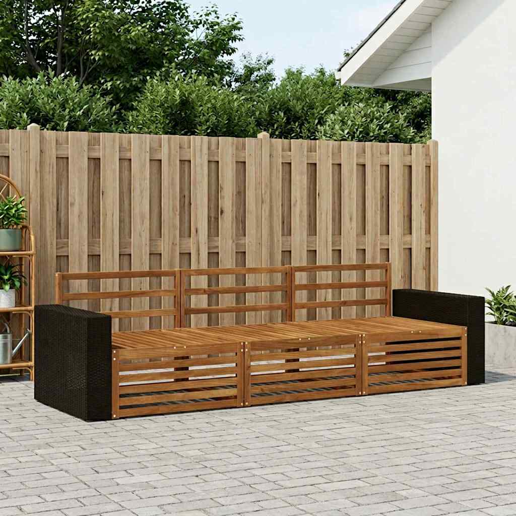 Utendørs sofa-sett 3 pcs Naturlig Solid akasietre