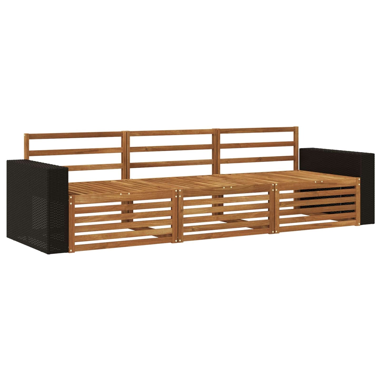 Utendørs sofa-sett 3 pcs Naturlig Solid akasietre