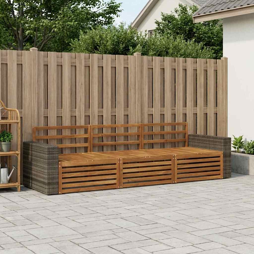 Utendørs sofa-sett 3 pcs Naturlig Solid akasietre