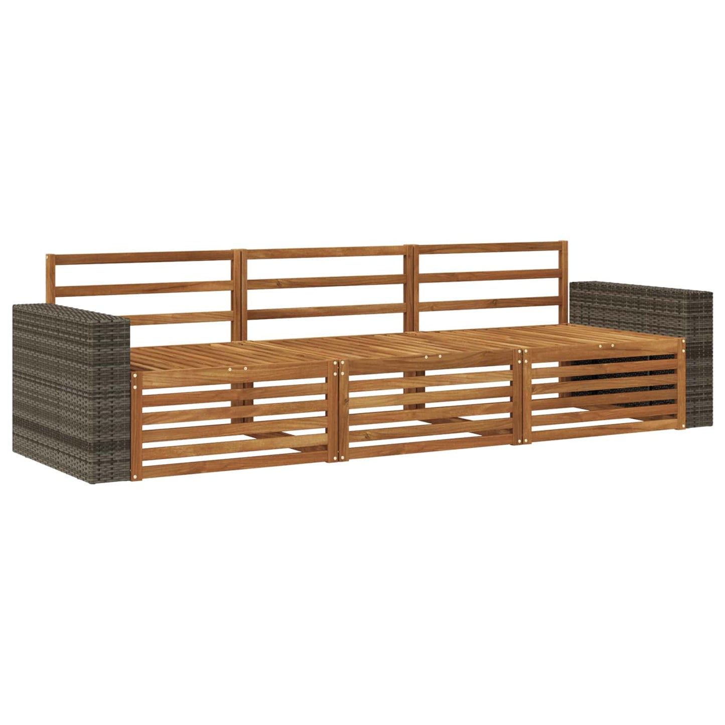 Utendørs sofa-sett 3 pcs Naturlig Solid akasietre