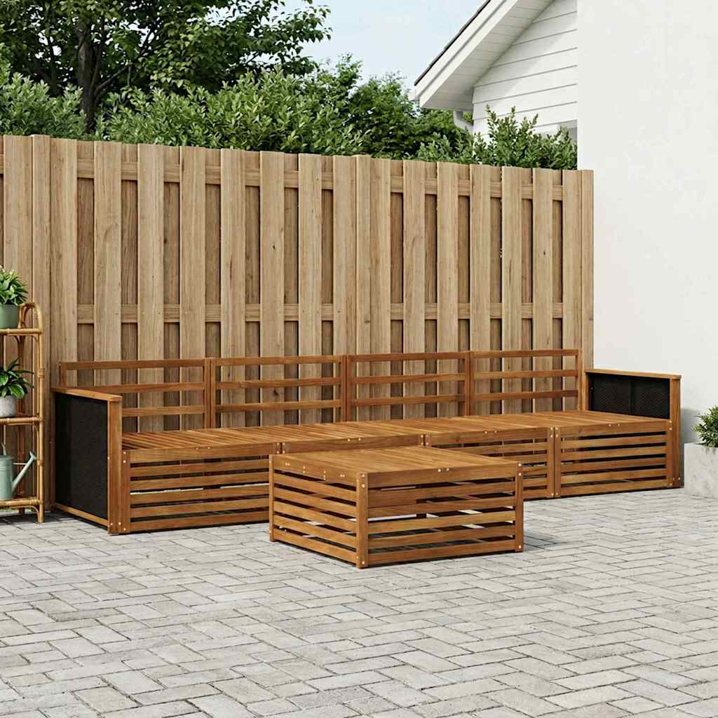 Utendørs sofa-sett 5 pcs Naturlig Solid akasietre
