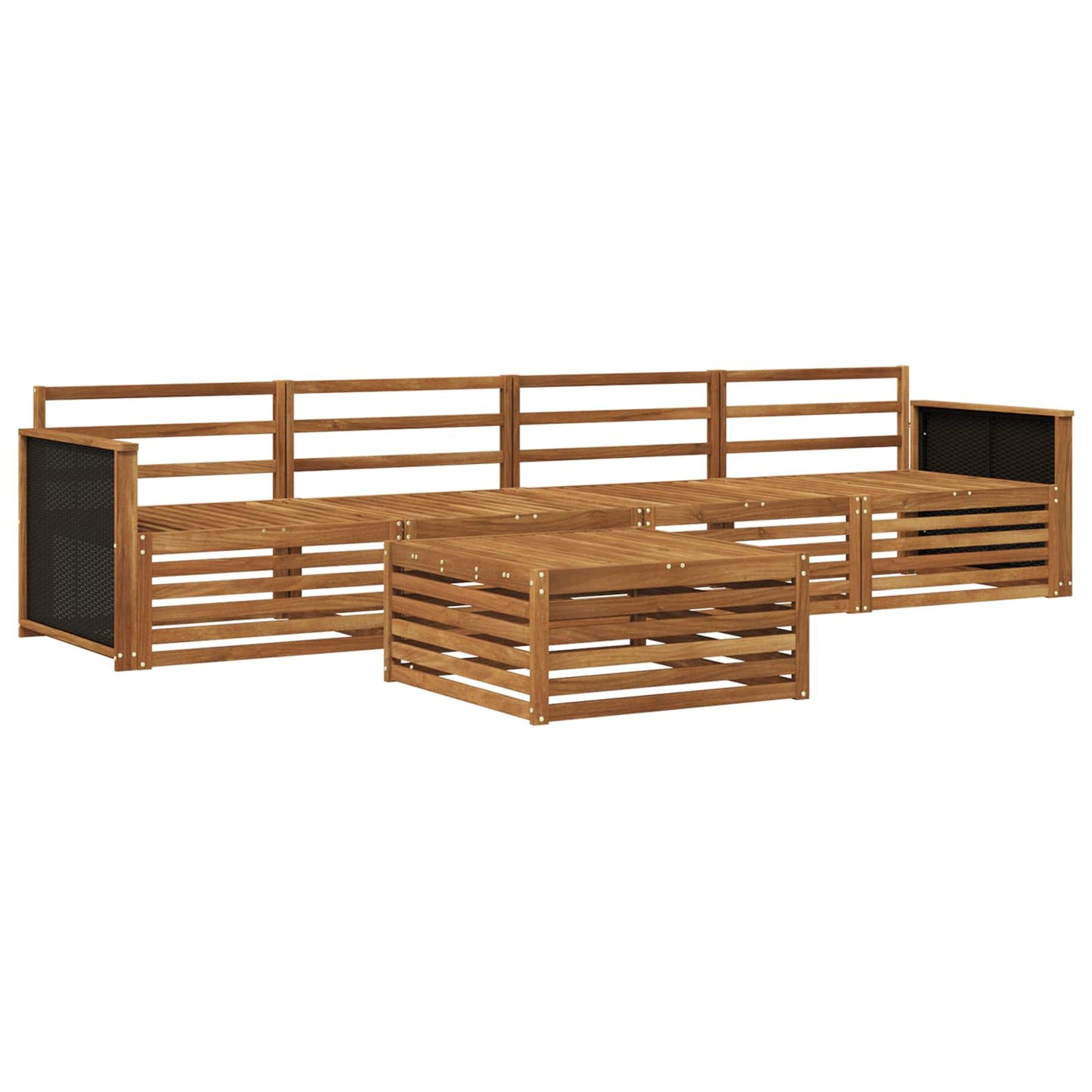 Utendørs sofa-sett 5 pcs Naturlig Solid akasietre