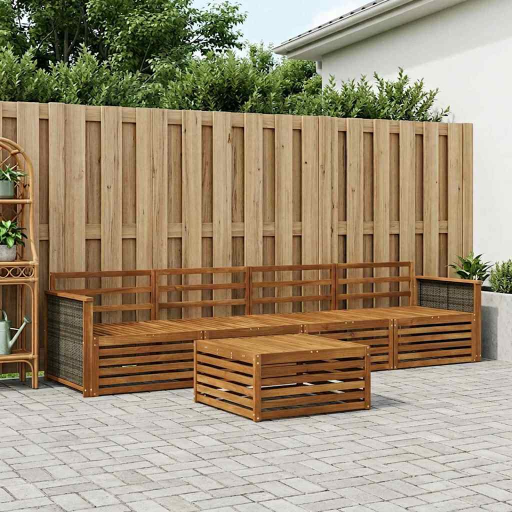 Utendørs sofa-sett 5 pcs Naturlig Solid akasietre