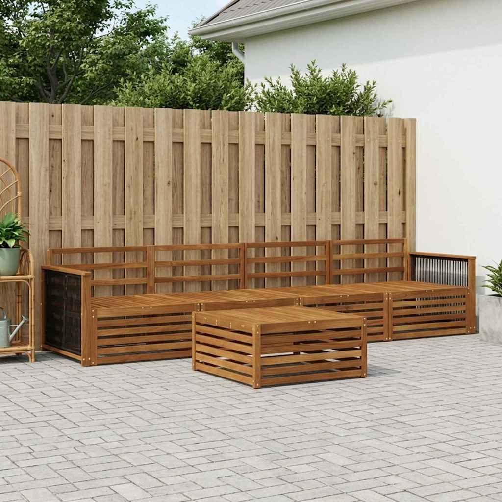 Utendørs sofa-sett 5 pcs Naturlig Solid akasietre