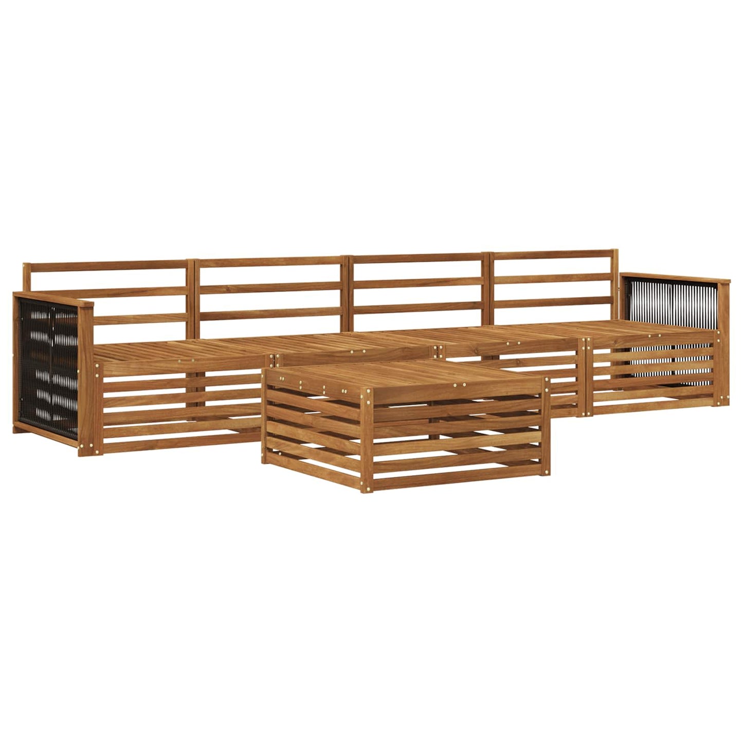 Utendørs sofa-sett 5 pcs Naturlig Solid akasietre