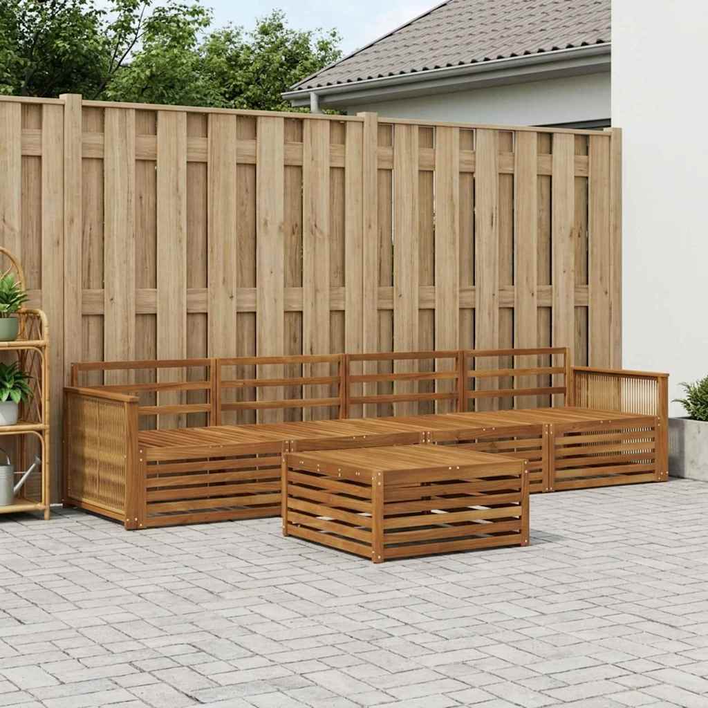 Utendørs sofa-sett 5 pcs Naturlig Solid akasietre