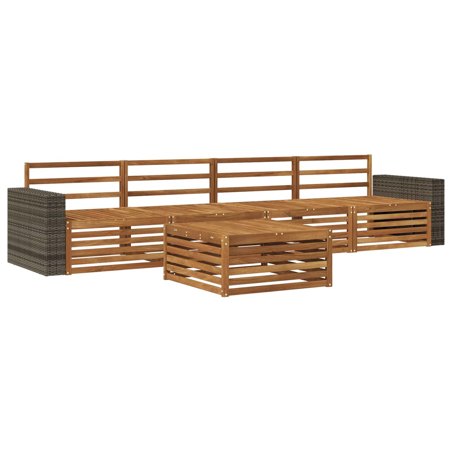 Utendørs sofa-sett 5 pcs Naturlig Solid akasietre