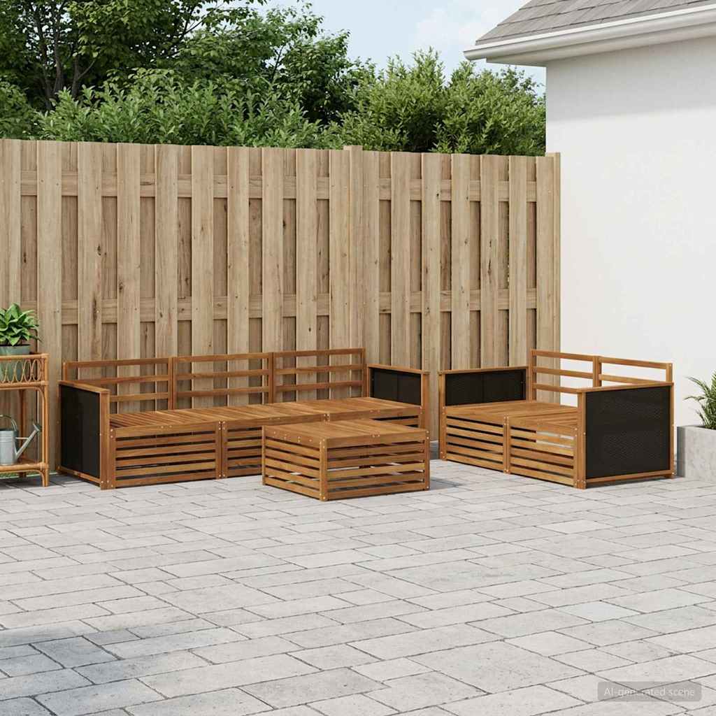 Utendørs sofa-sett 6 stk. Naturlig Solid akasietre
