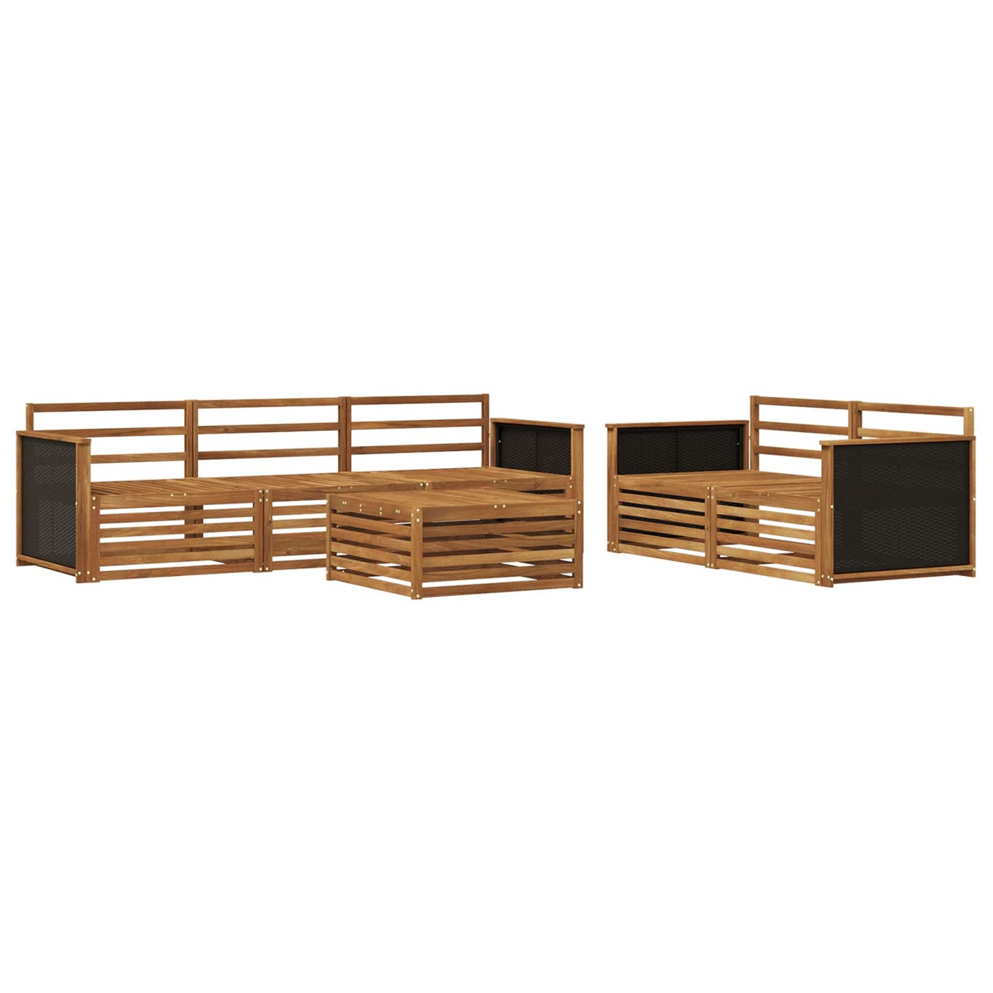 Utendørs sofa-sett 6 stk. Naturlig Solid akasietre