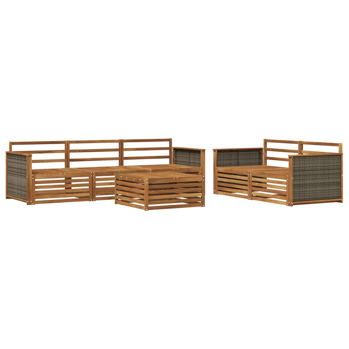 Utendørs sofa-sett 6 pcs Naturlig Solid akasietre