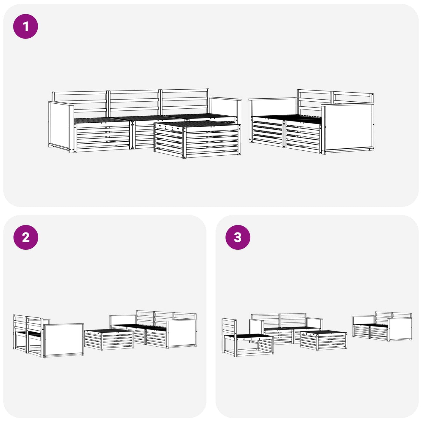 Utendørs sofa-sett 6 pcs Naturlig Solid akasietre