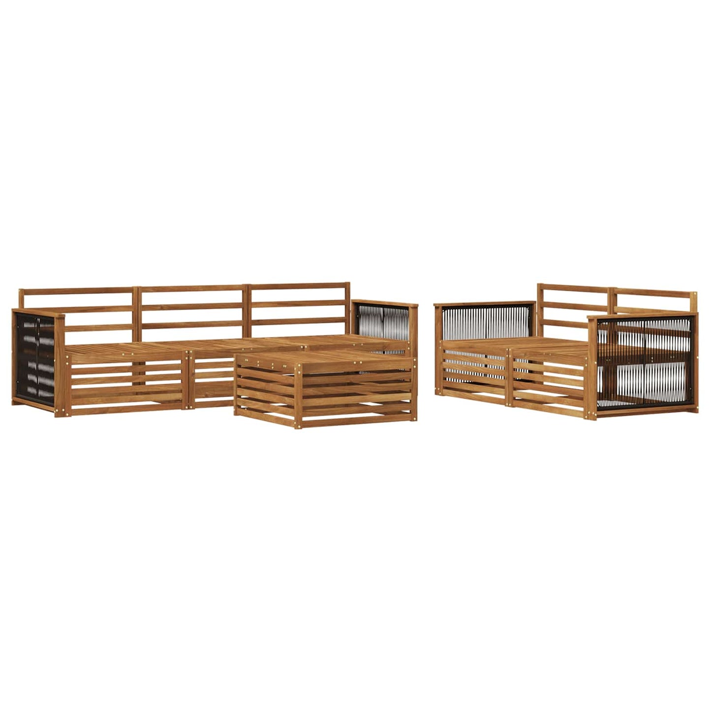 Utendørs sofa-sett 6 pcs Naturlig Solid akasietre