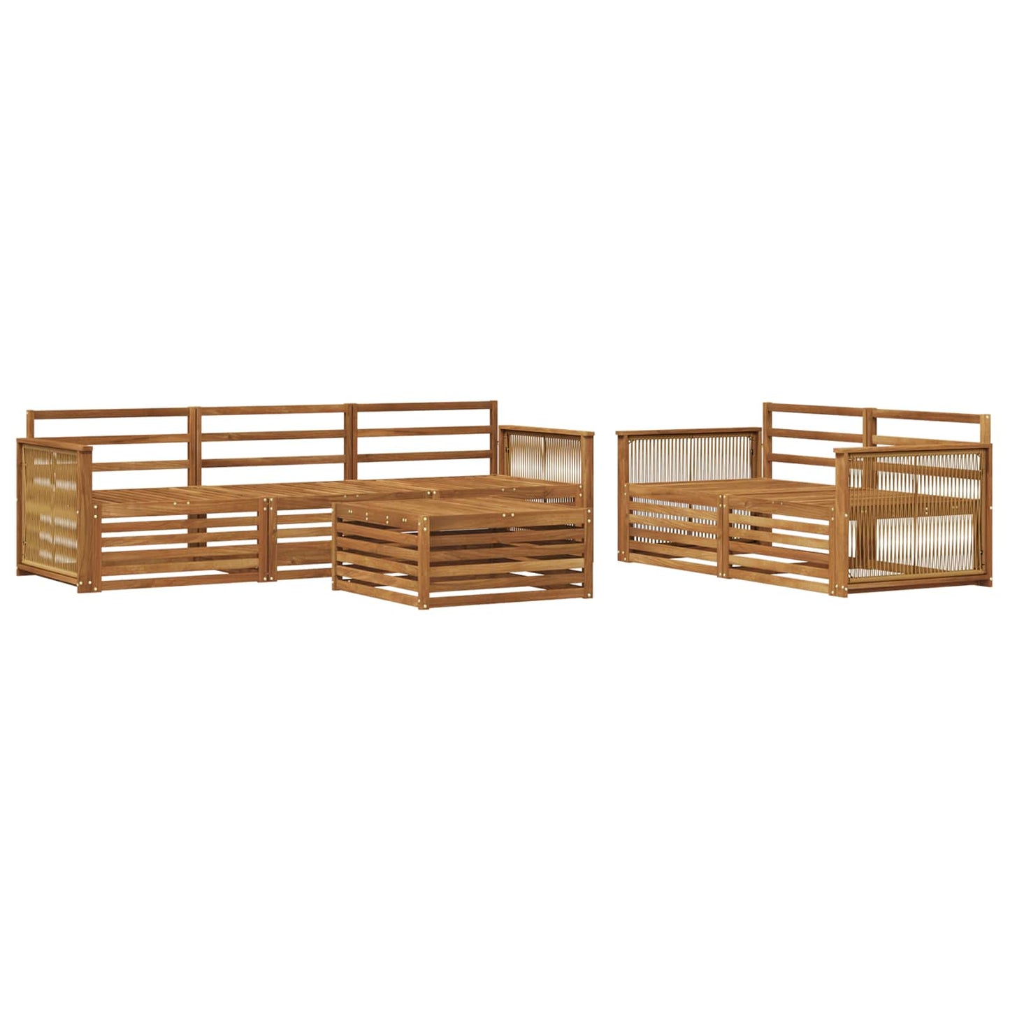 Utendørs sofa-sett 6 pcs Naturlig Solid akasietre