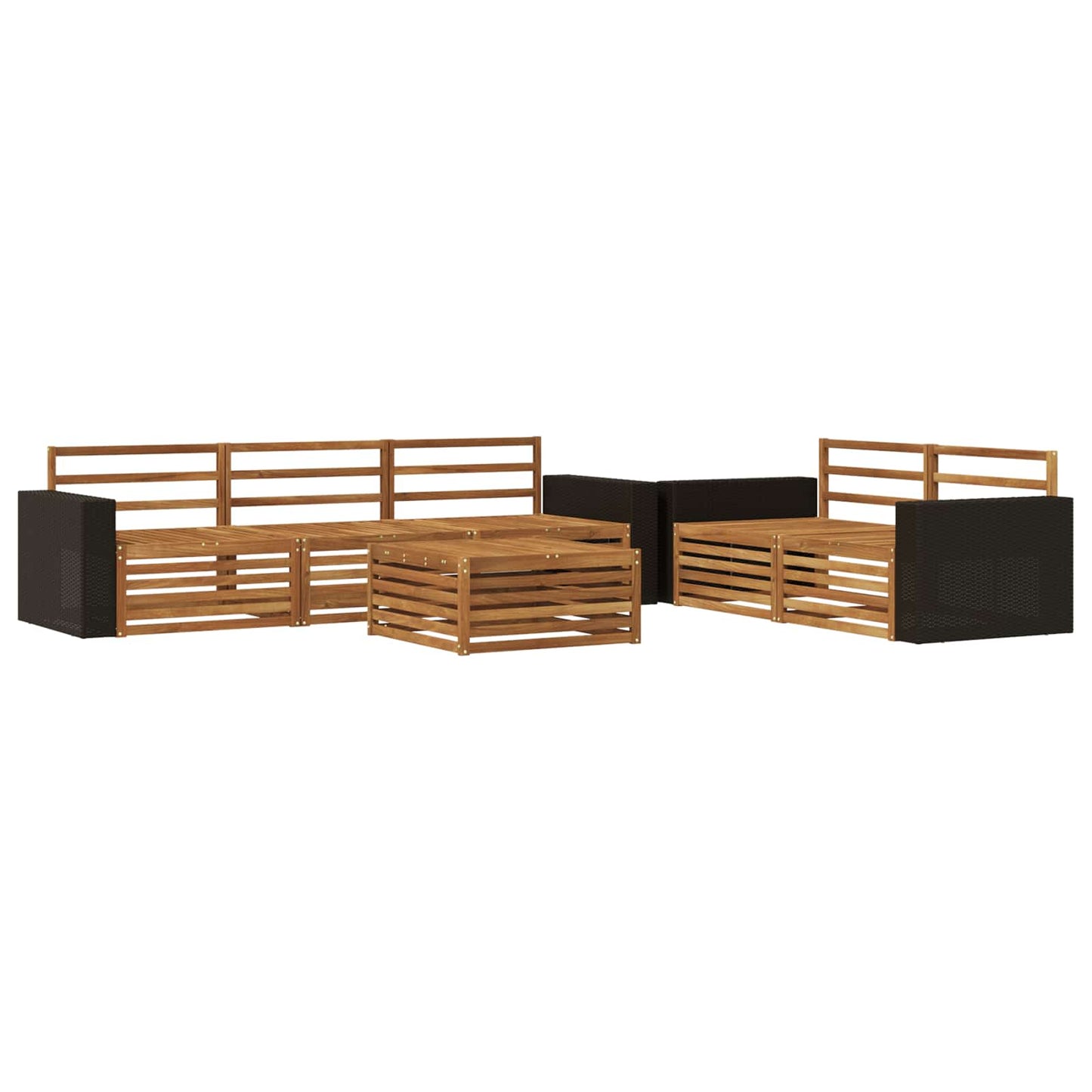 Utendørs sofa-sett 6 stk. Naturlig Solid akasietre