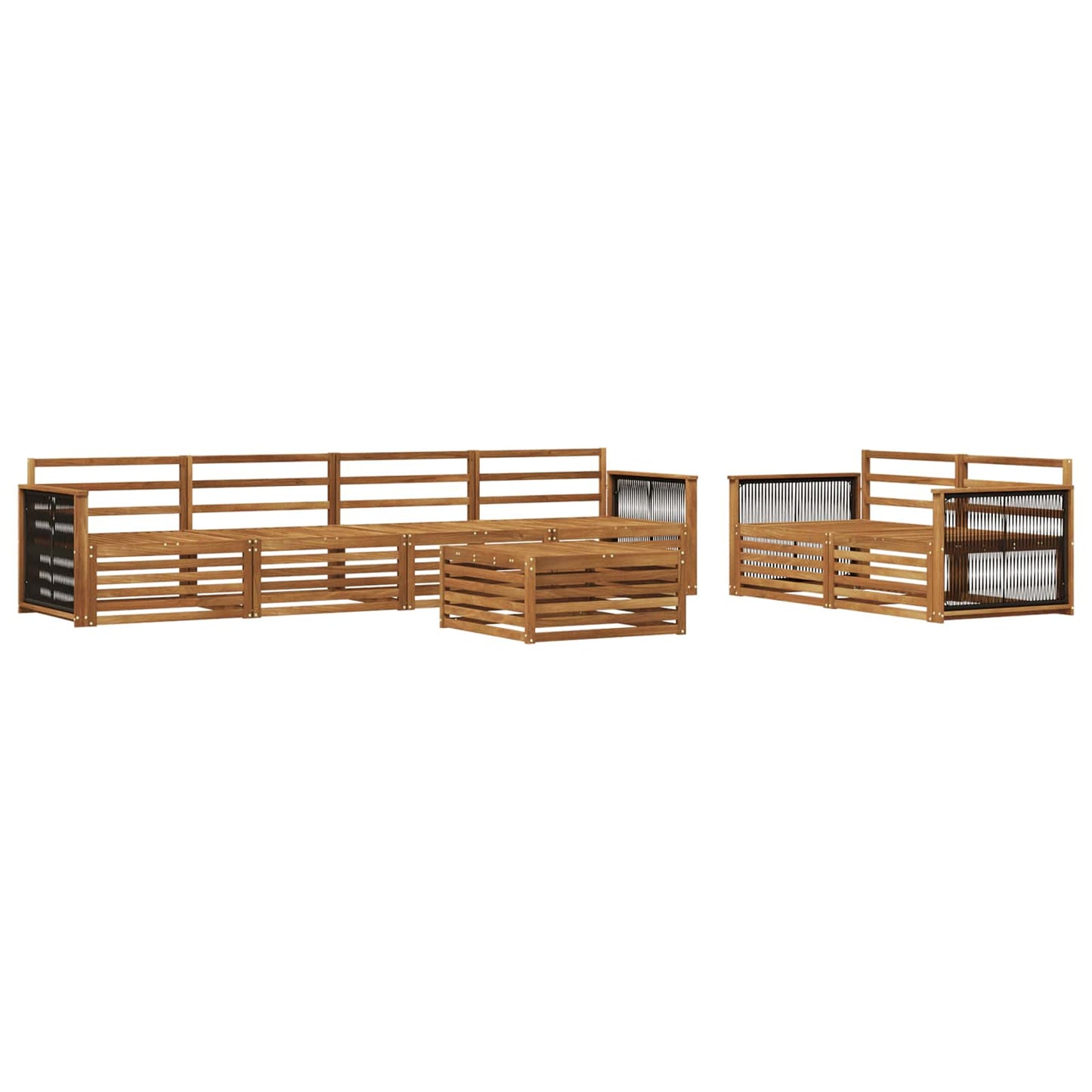 Utendørs sofa-sett 7 pcs Naturlig Solid akasietre