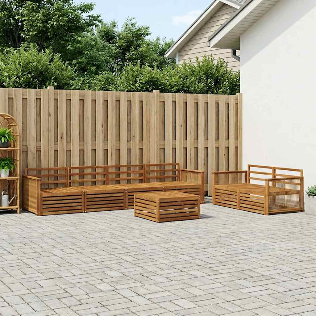 Utendørs sofa-sett 7 pcs Naturlig Solid akasietre