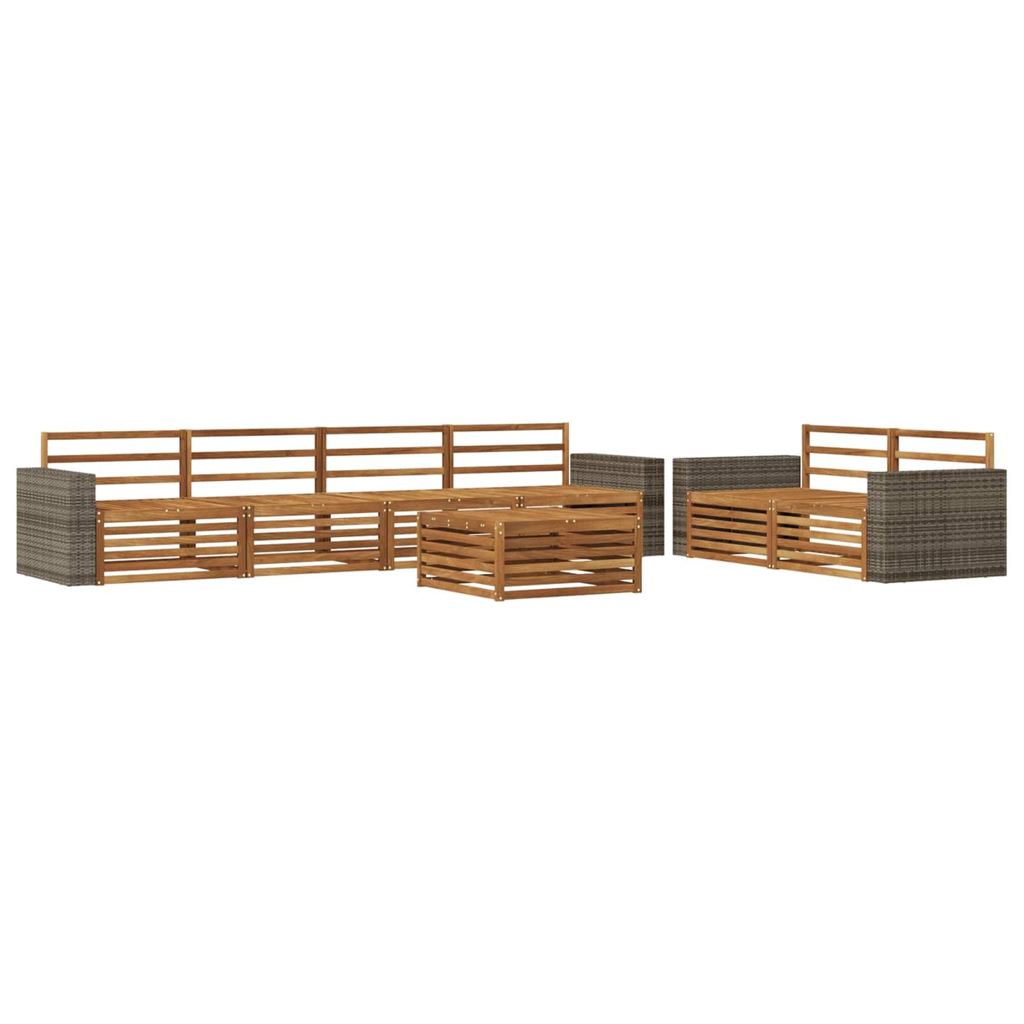 Utendørs sofa-sett 7 pcs Naturlig Solid akasietre