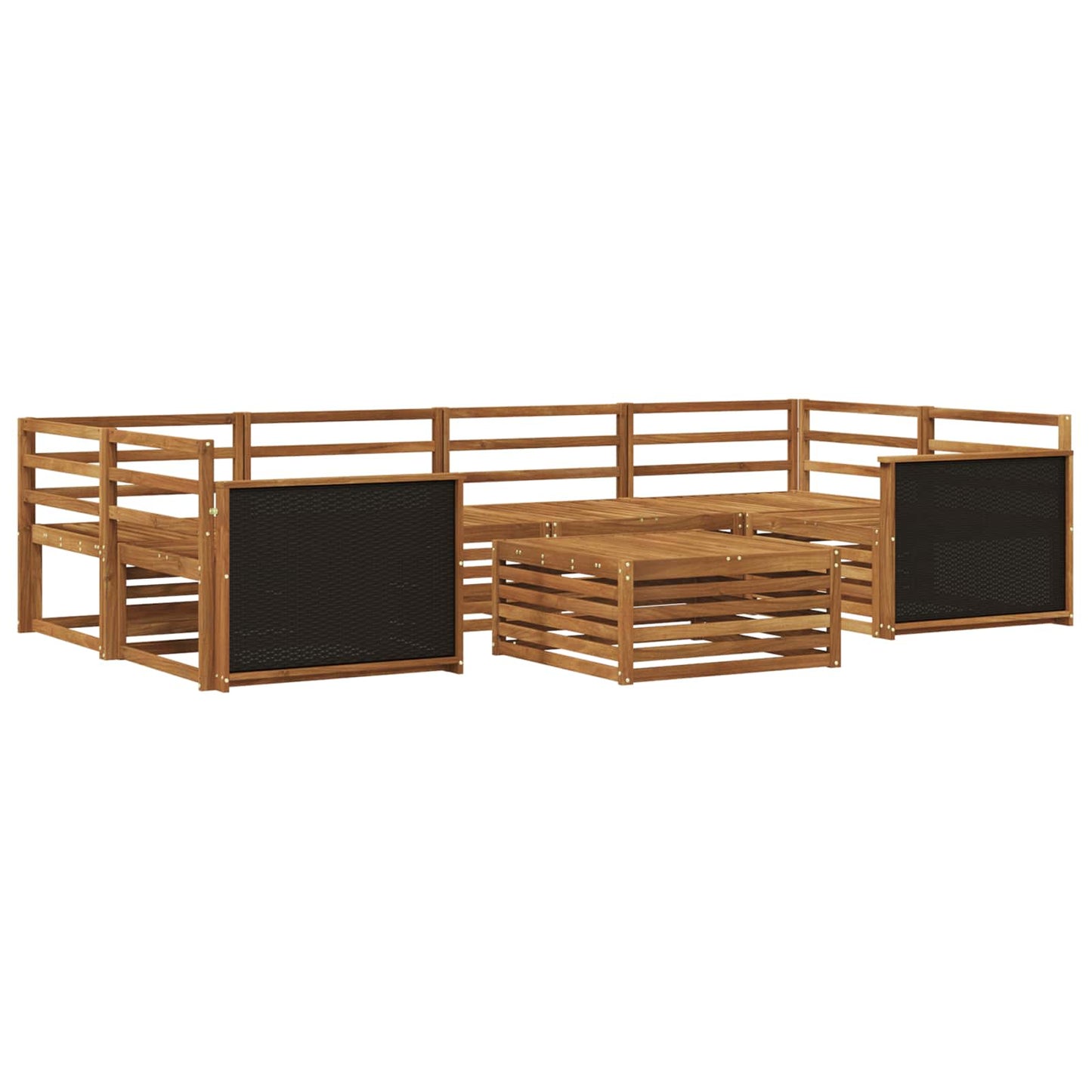 Utendørs sofa-sett 7 pcs Naturlig Solid akasietre