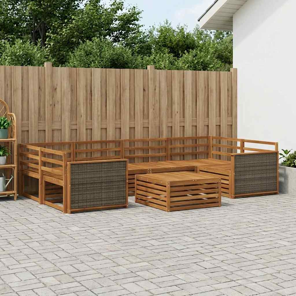 Utendørs sofa-sett 7 pcs Naturlig Solid akasietre