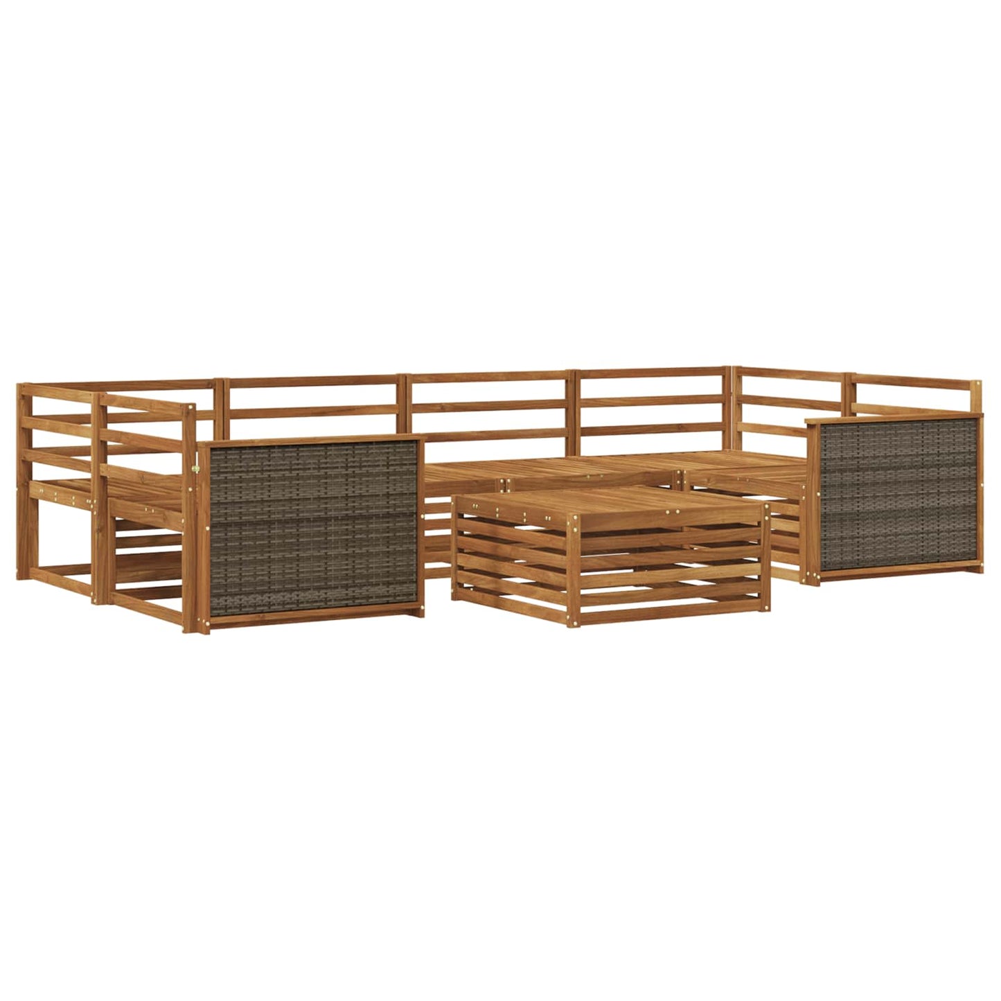 Utendørs sofa-sett 7 pcs Naturlig Solid akasietre