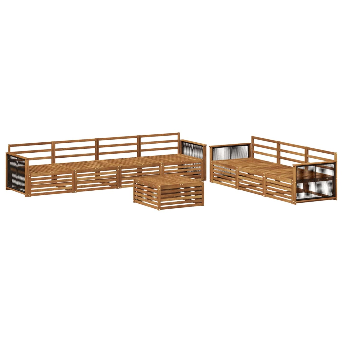 Utendørs sofa-sett 8 pcs Naturlig Solid akasietre