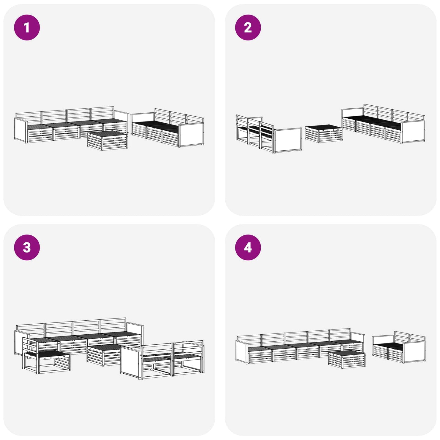 Utendørs sofa-sett 8 pcs Naturlig Solid akasietre