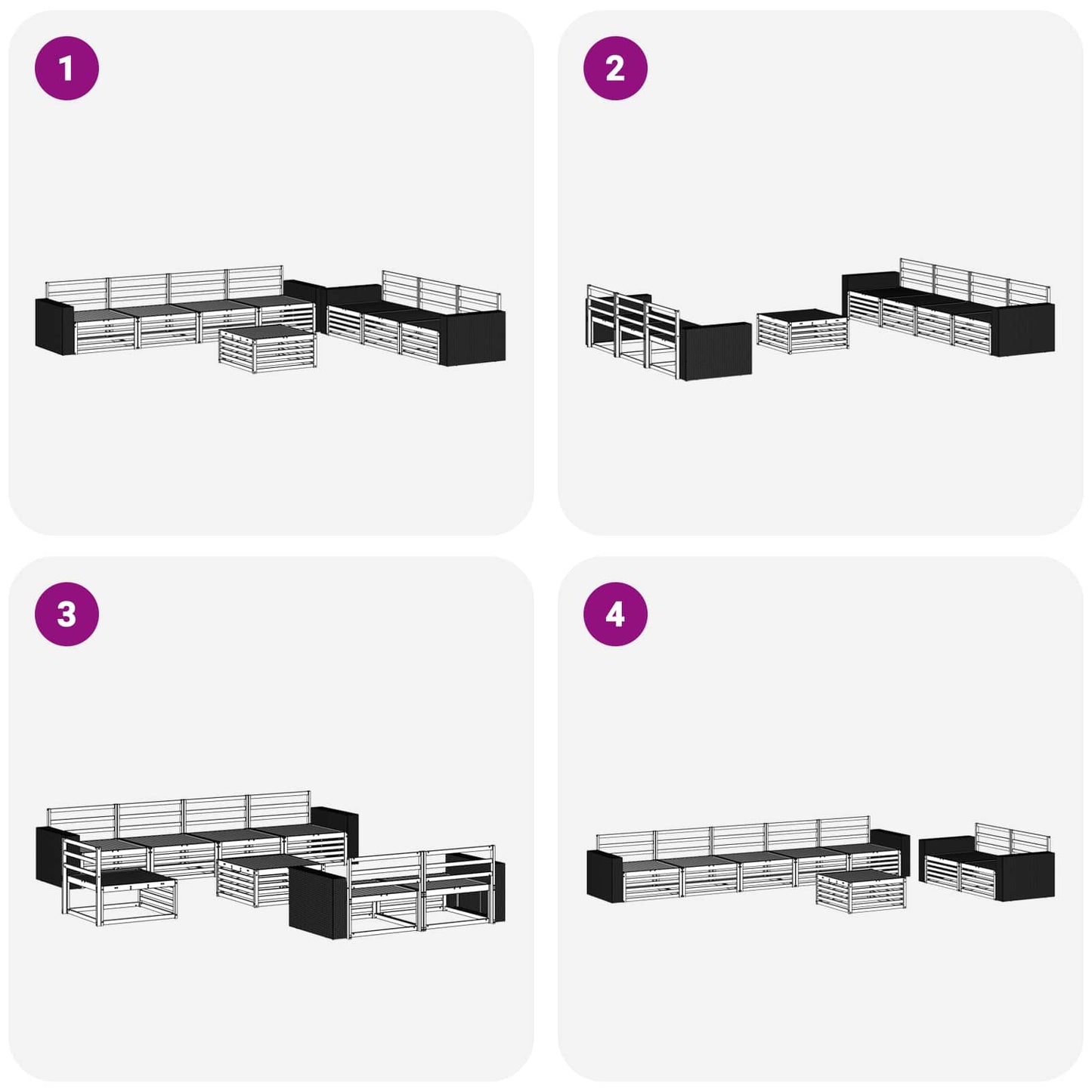 Utendørs sofa-sett 8 pcs Naturlig 79 x 79 x 37 cm