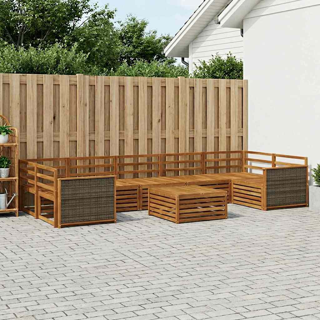 Utendørs sofa-sett 8 pcs Naturlig Solid akasietre