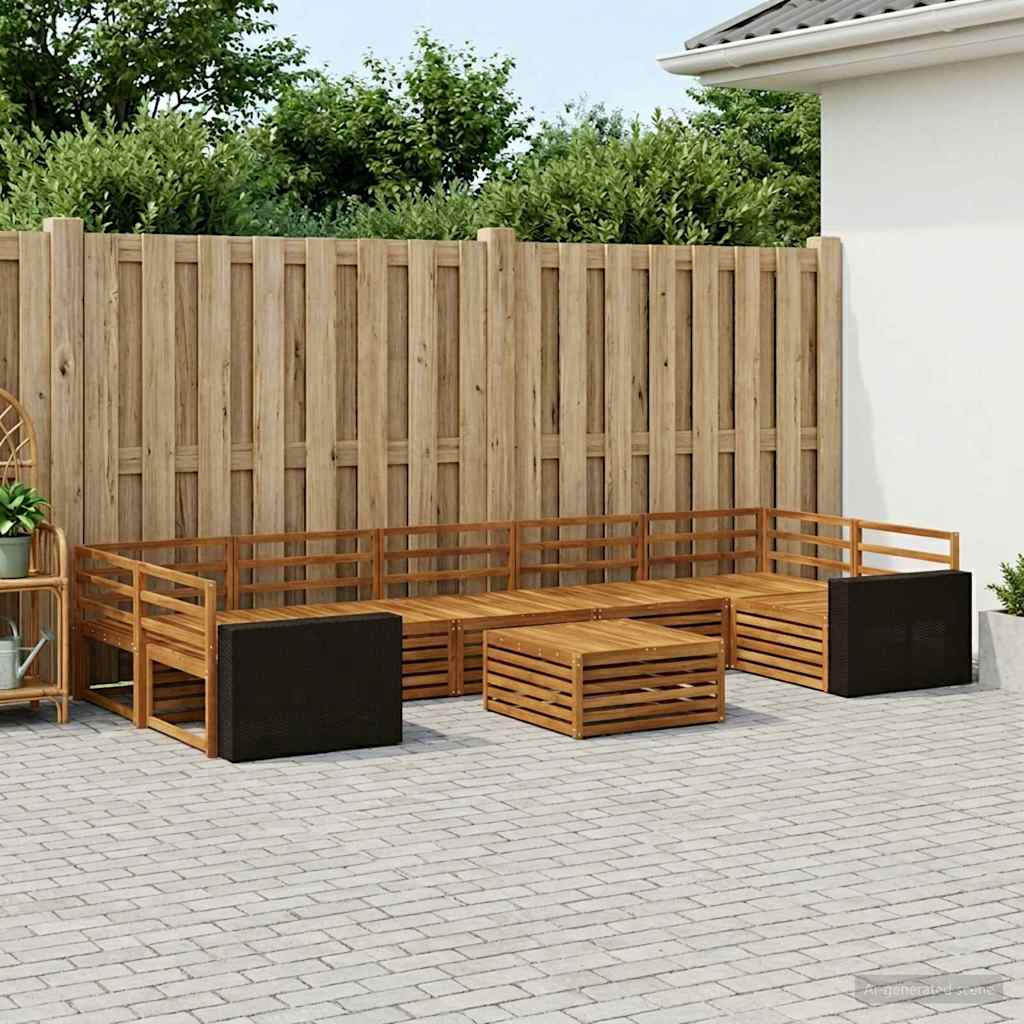 Utendørs sofa-sett 8 stk. Naturlig Solid akasietre