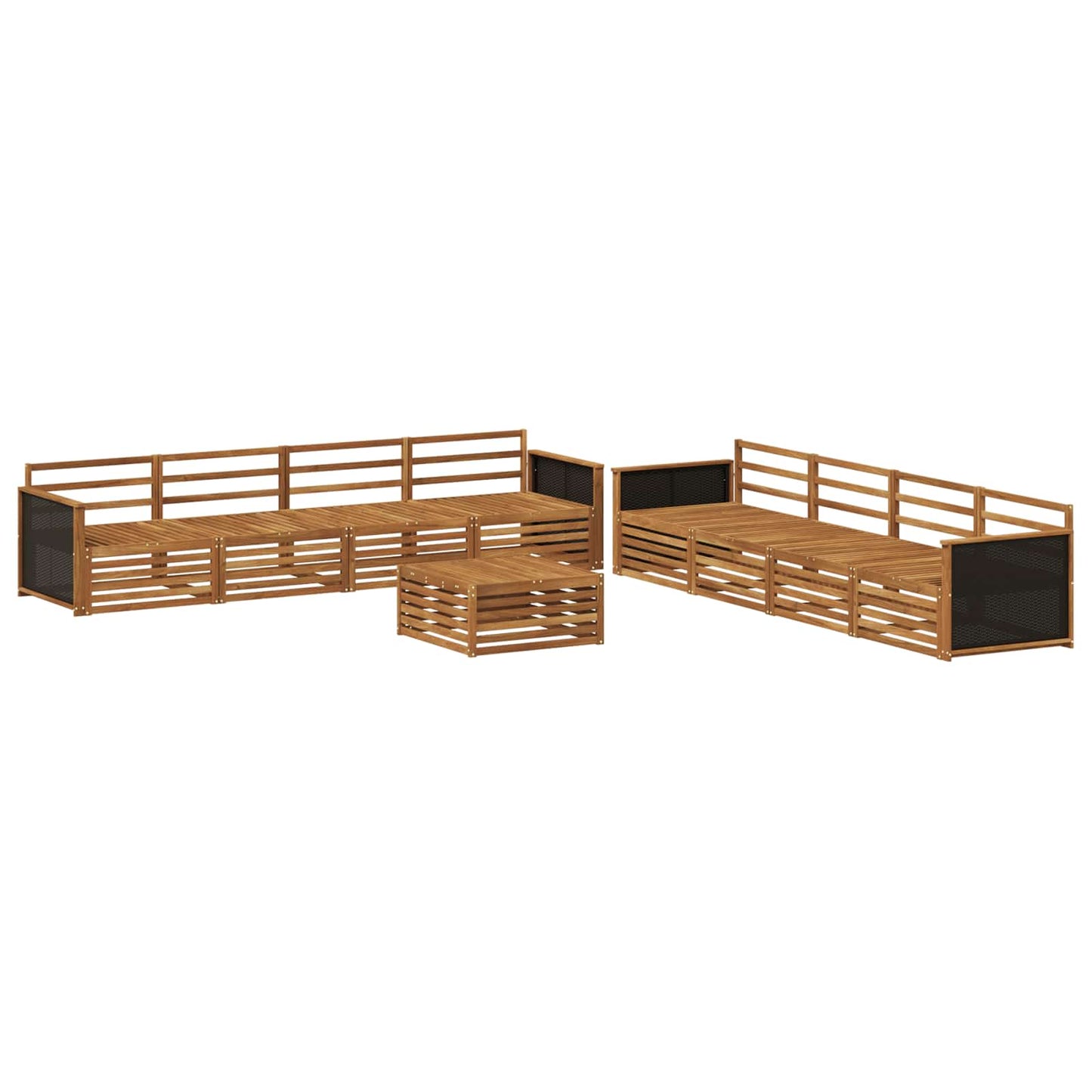 Utendørs sofa-sett 9 pcs Naturlig Massivt akasietre