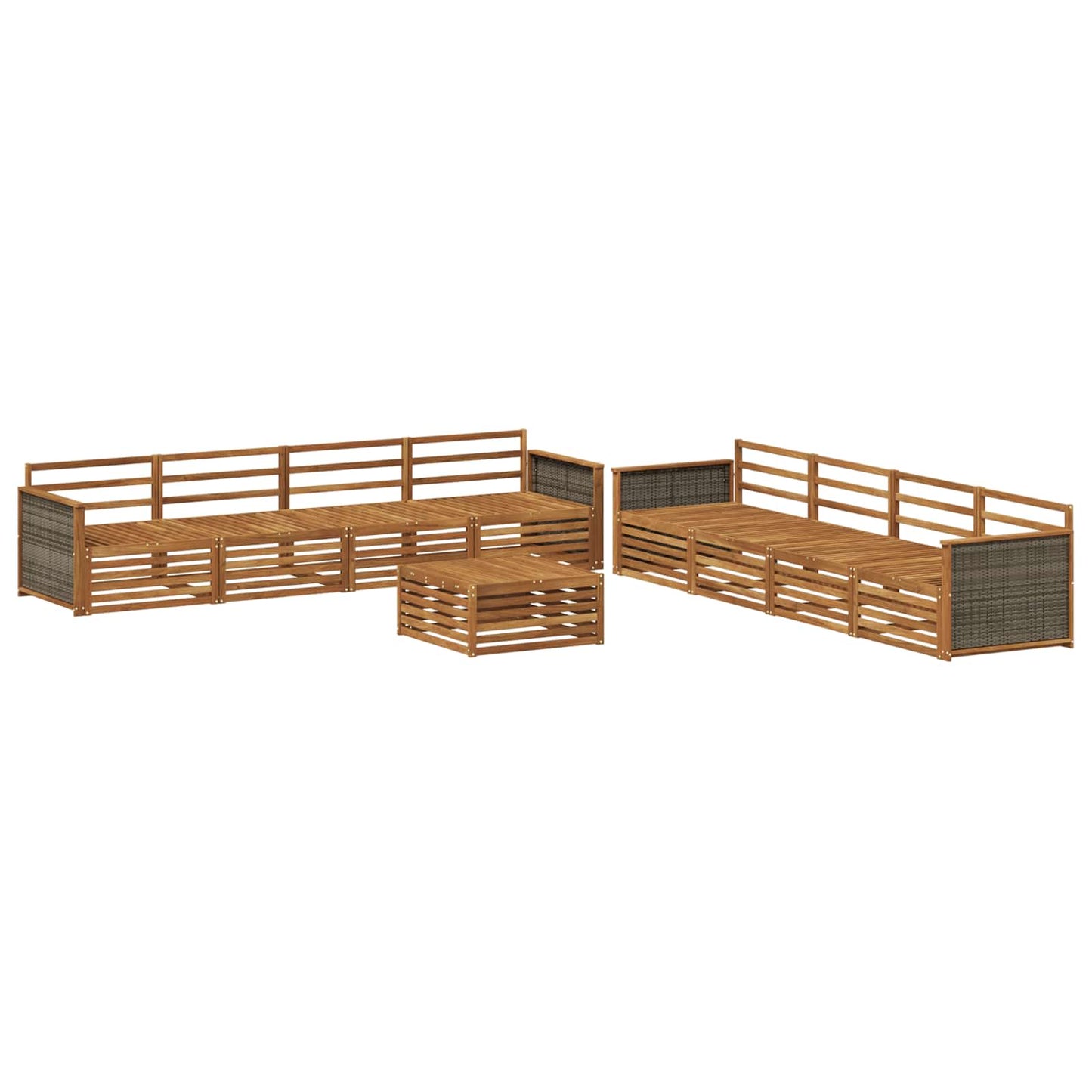 Utendørs sofa-sett 9 pcs Naturlig Solid akasietre