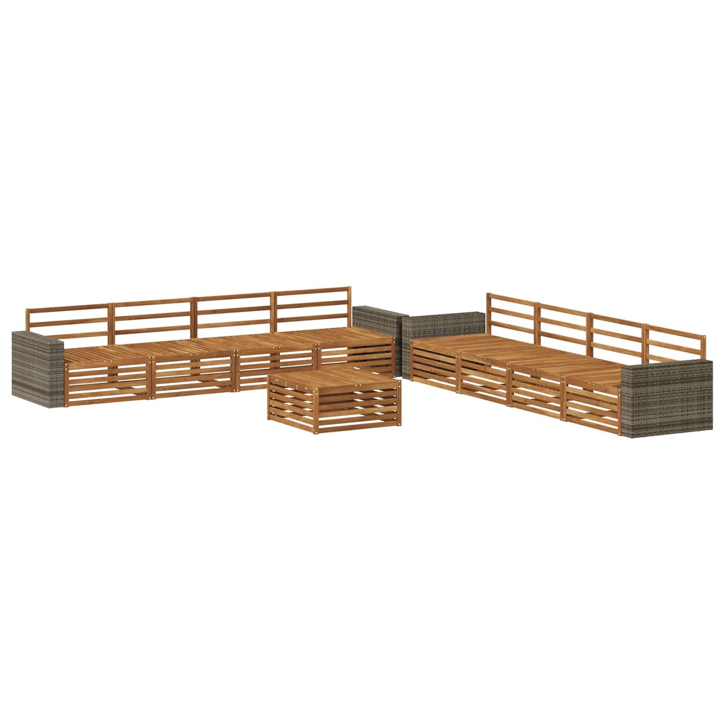 Utendørs sofa-sett 9 pcs Naturlig Massivt akasietre