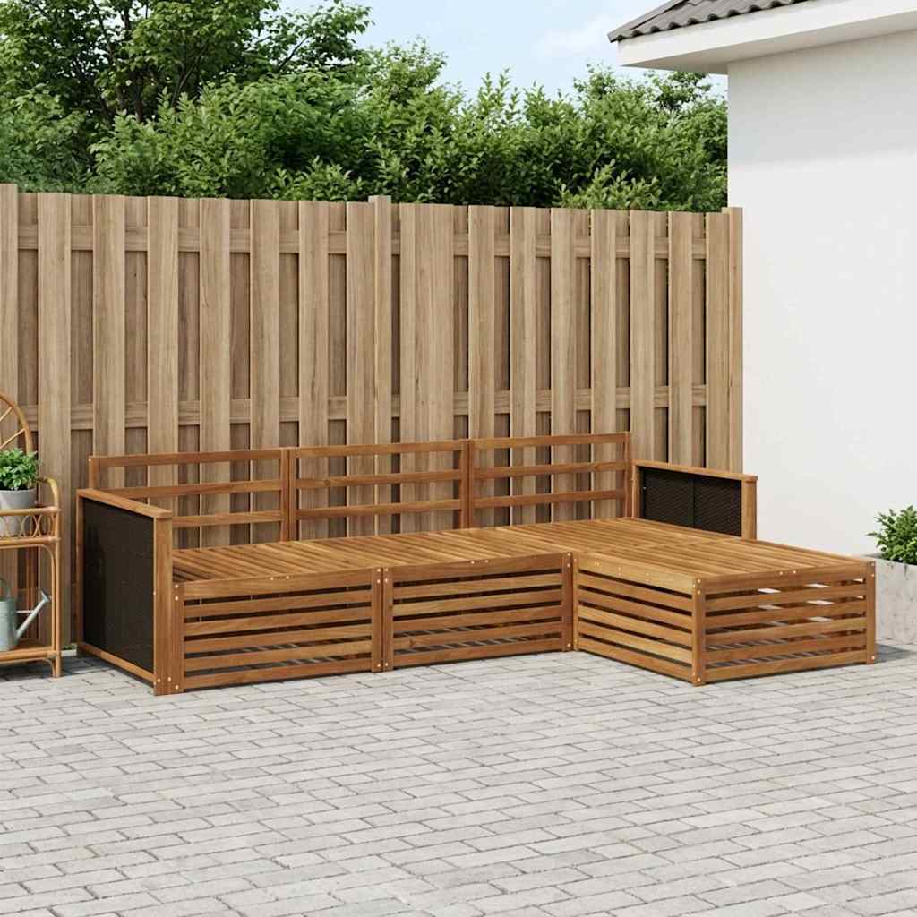 Utendørs sofa-sett 4 pcs Naturlig Solid akasietre