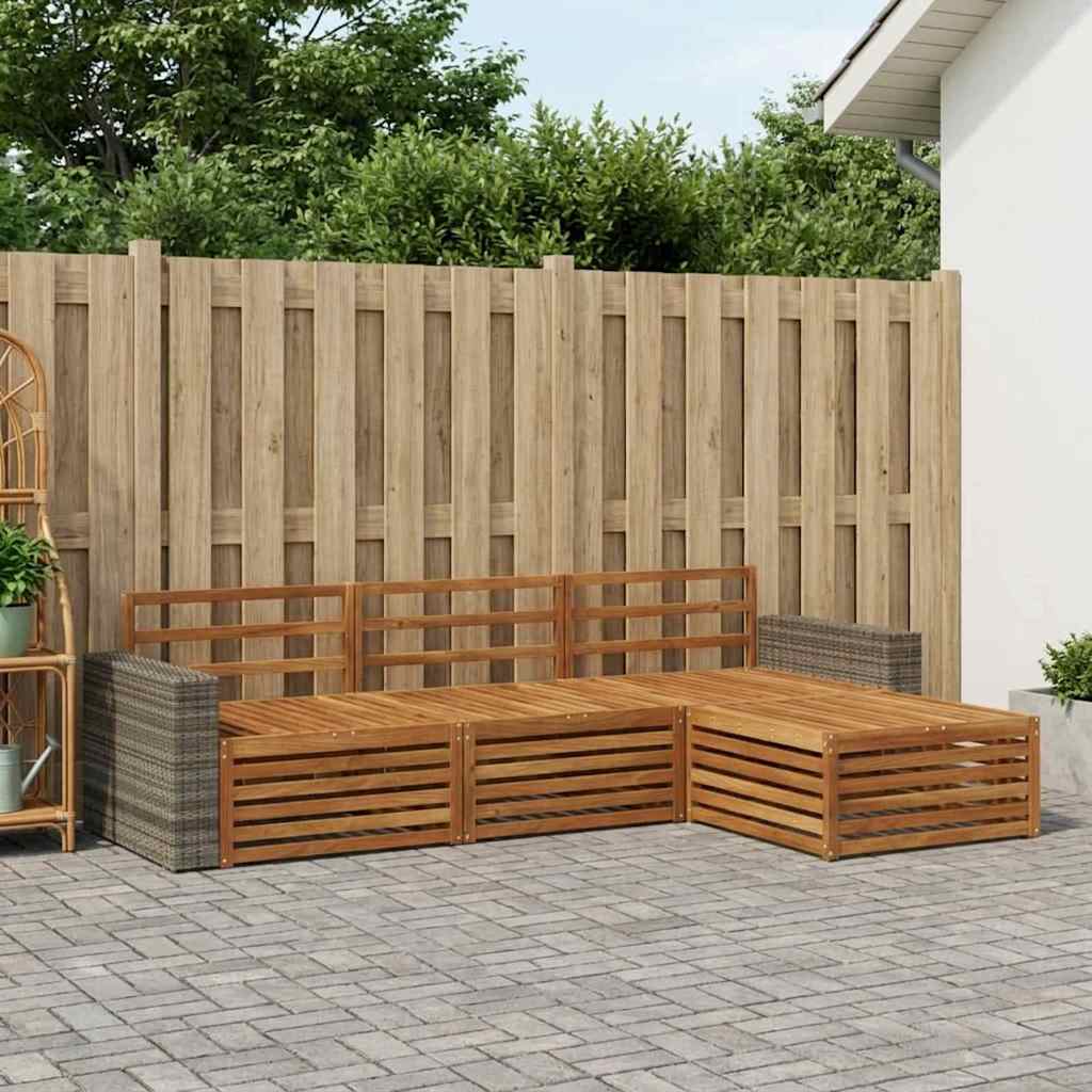 Utendørs sofa-sett 4 pcs Naturlig Solid akasietre