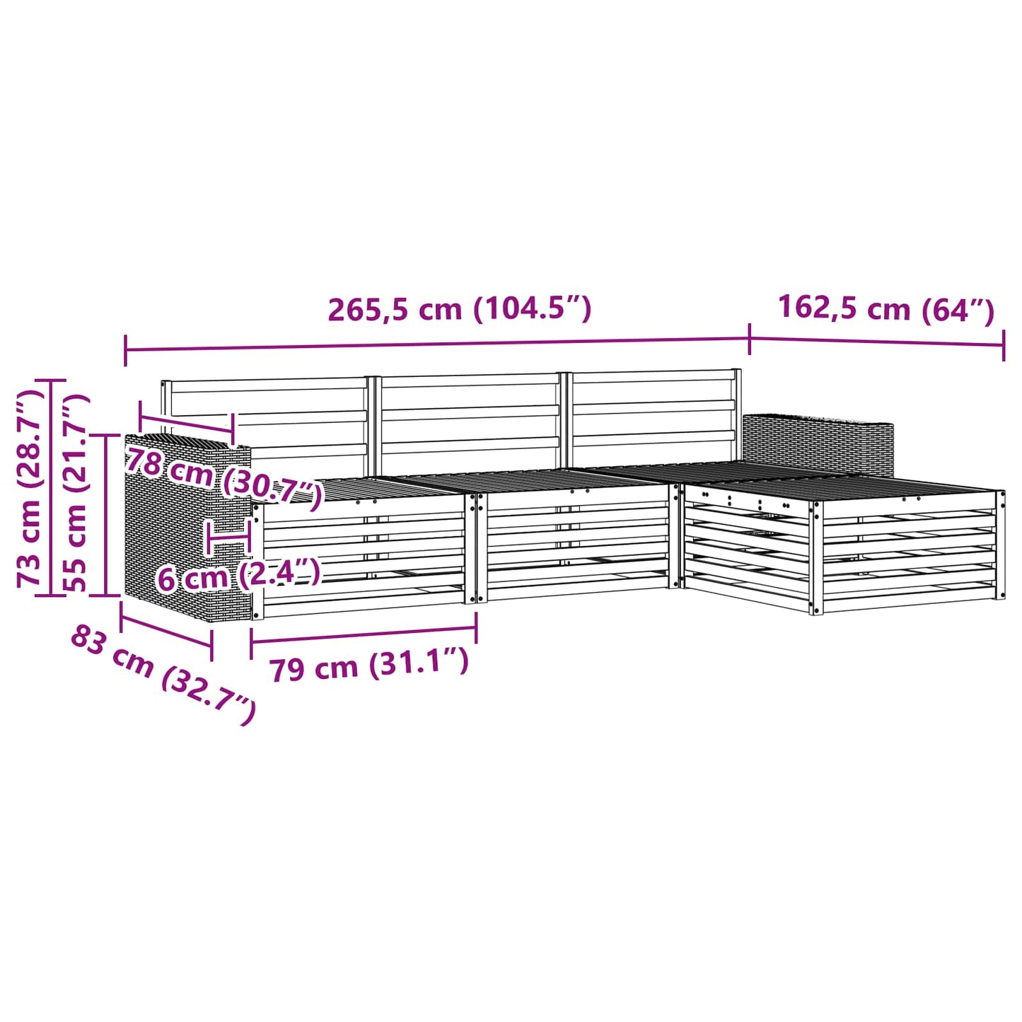 Utendørs sofa-sett 4 pcs Naturlig Solid akasietre