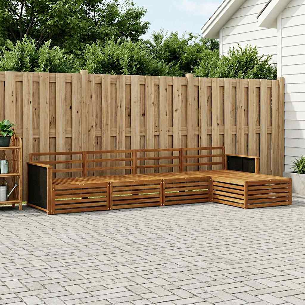 Utendørs sofa-sett 5 pcs Naturlig Solid akasietre