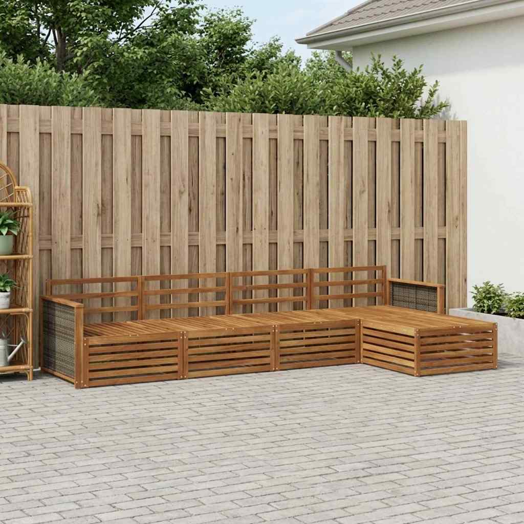 Utendørs sofa-sett 5 pcs Naturlig Solid akasietre