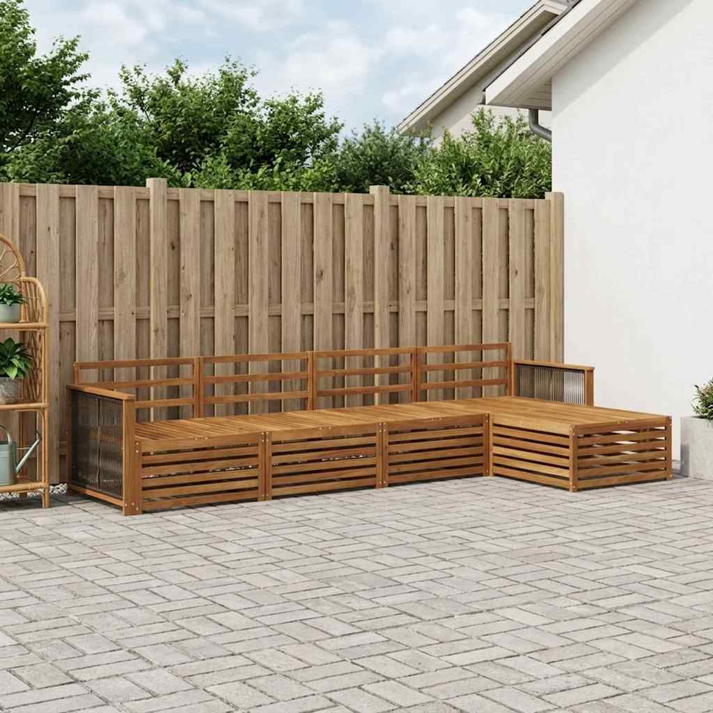 Utendørs sofa-sett 5 pcs Naturlig Solid akasietre