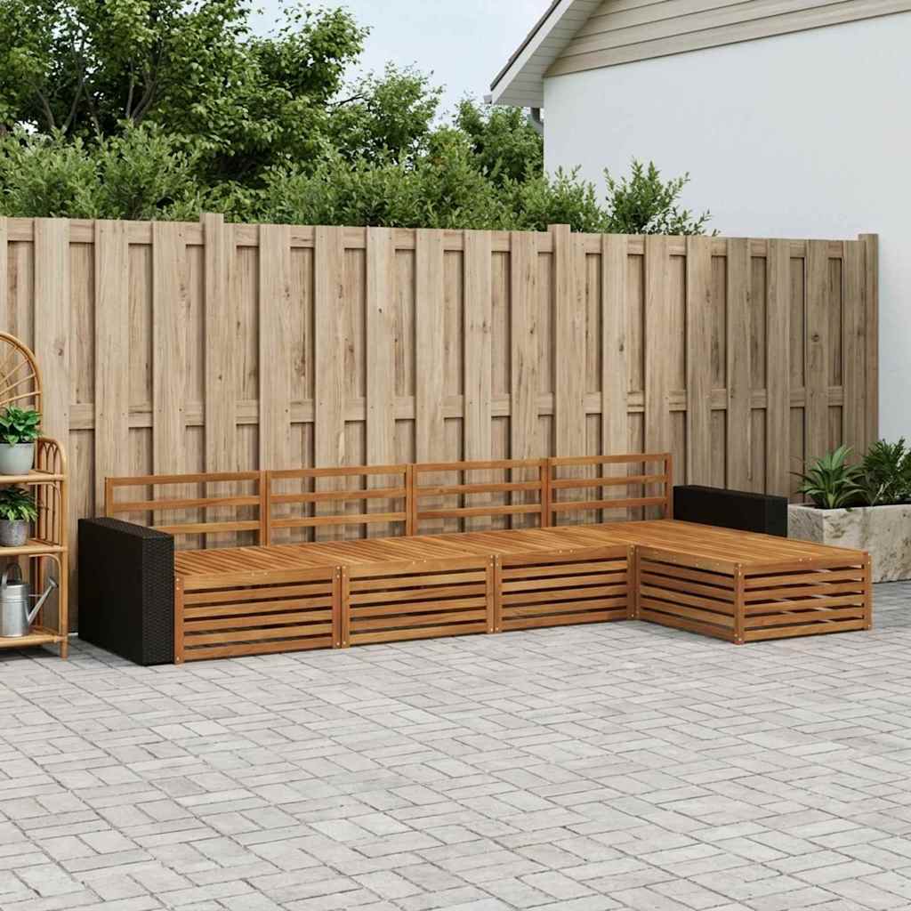 Utendørs sofa-sett 5 pcs Naturlig Solid akasietre