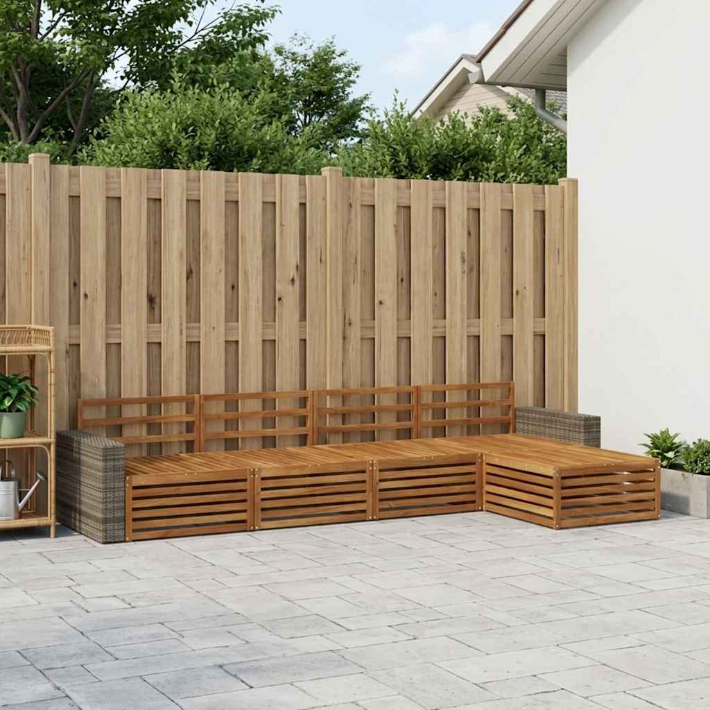 Utendørs sofa-sett 5 pcs Naturlig Solid akasietre