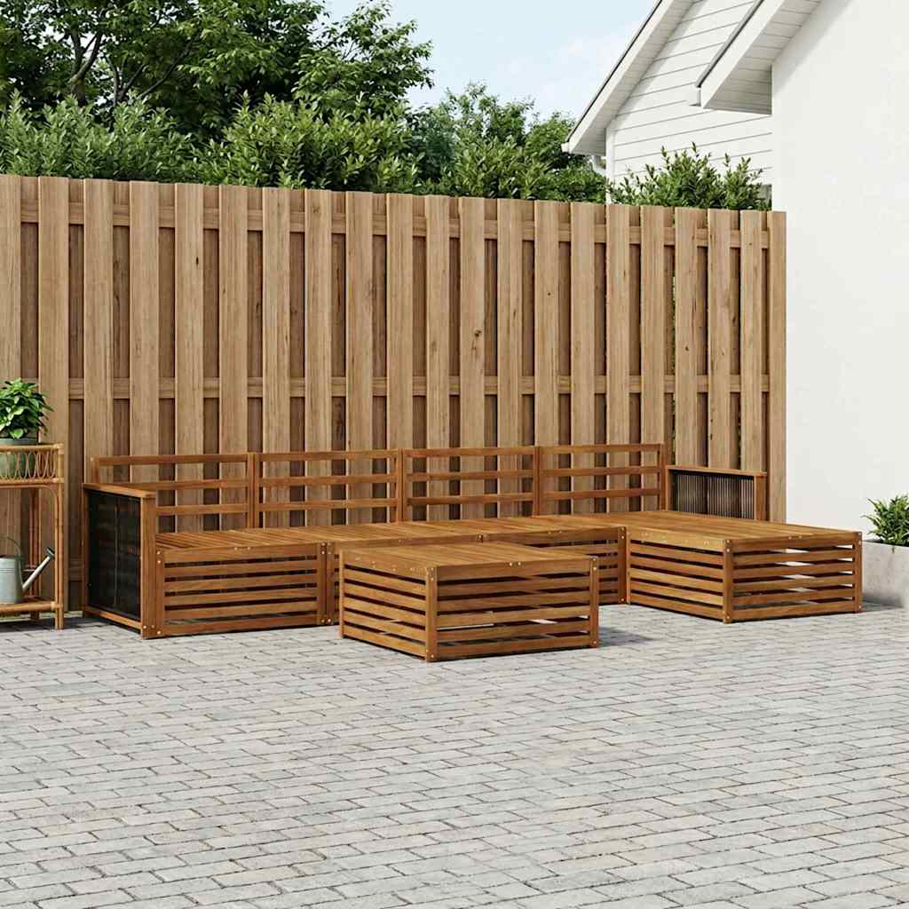 Utendørs sofa-sett 6 pcs Naturlig Solid akasietre