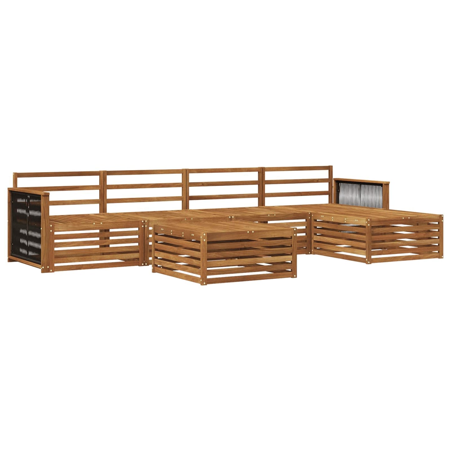 Utendørs sofa-sett 6 pcs Naturlig Solid akasietre