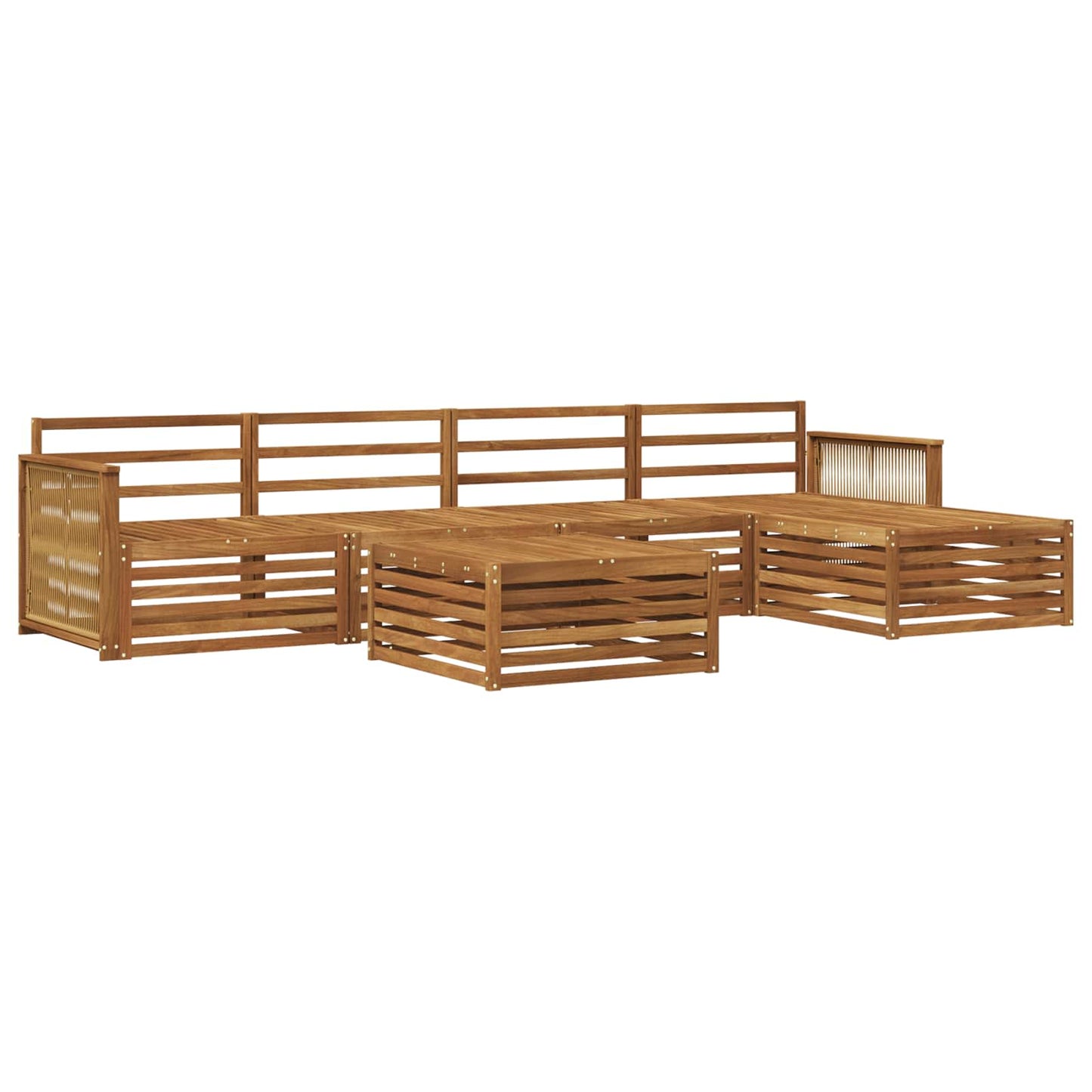 Utendørs sofa-sett 6 pcs Naturlig Solid akasietre