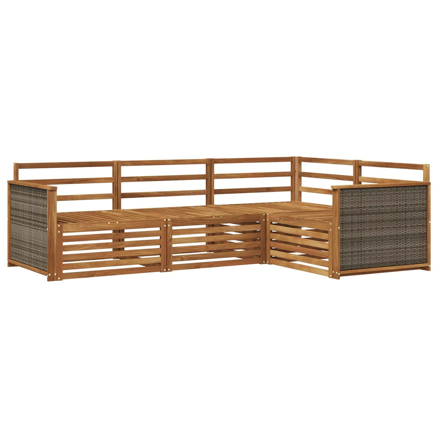 Utendørs sofa-sett 4 pcs Naturlig Solid akasietre
